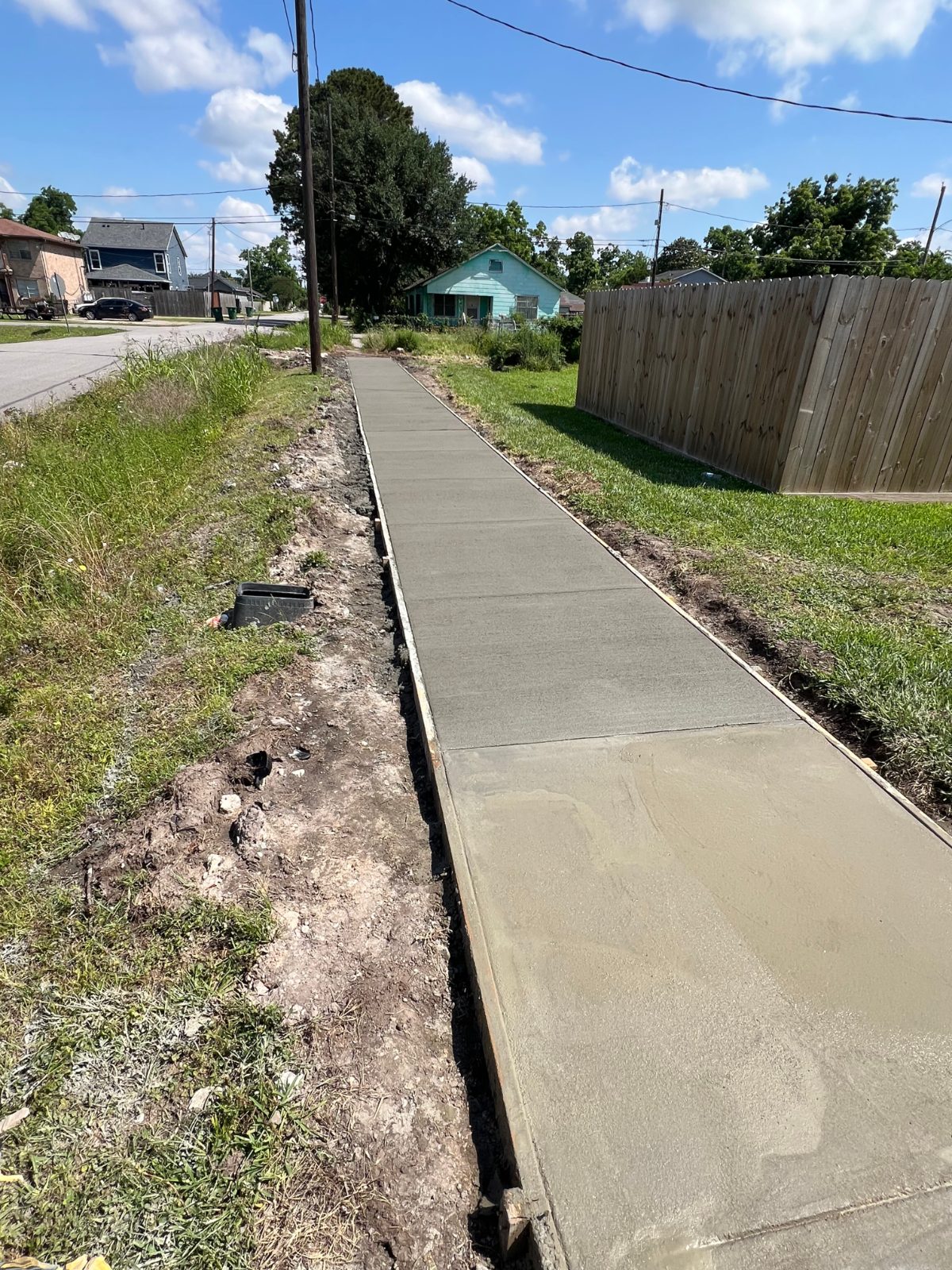 Repaired concrete sidewalk